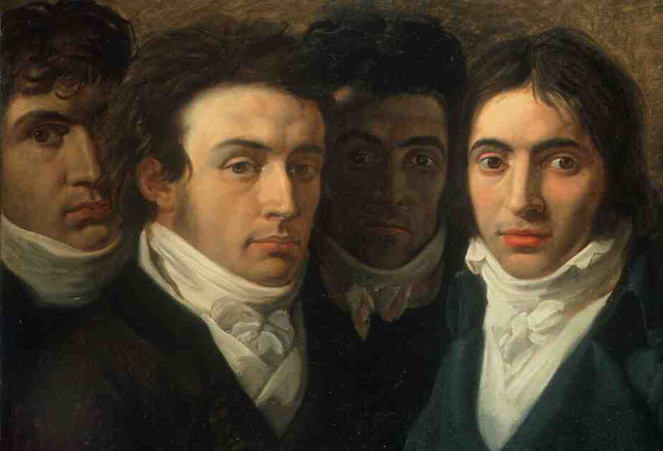Giuseppe Bossi, "Autoritratto con Felice Bellotti, Gaetano Cattaneo e Carlo Porta", Pinacoteca di Brera<br />