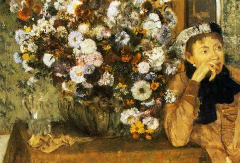 E. Degas, "A Woman seated beside a vase of flowers", 1865
