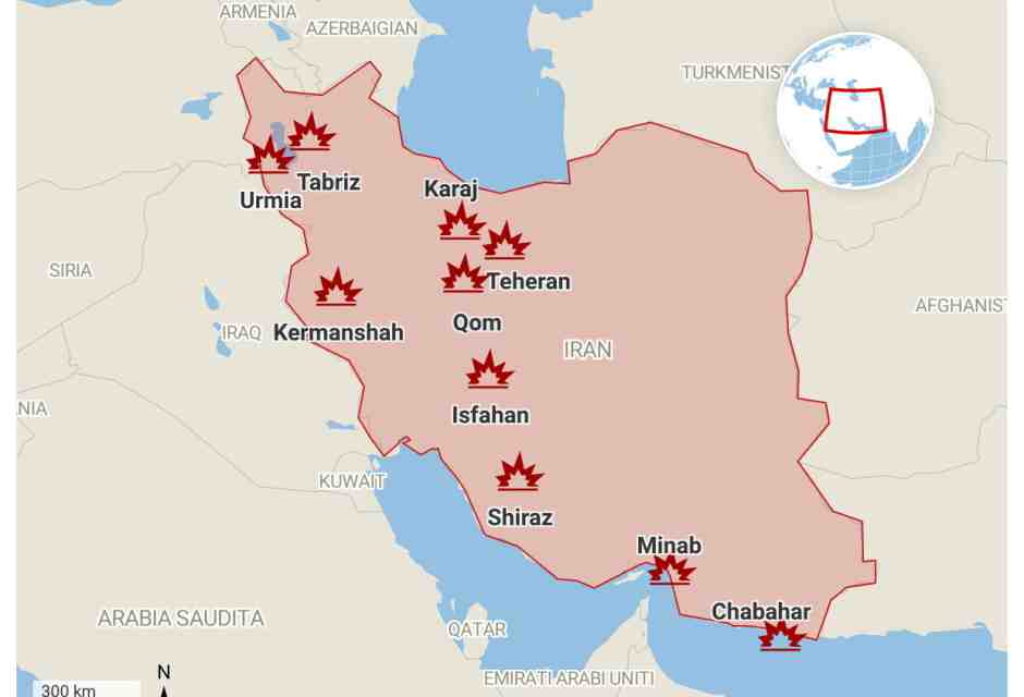 Tutti gli obiettivi colpiti negli attacchi in Iran e la risposta di Teheran, sulla mappa