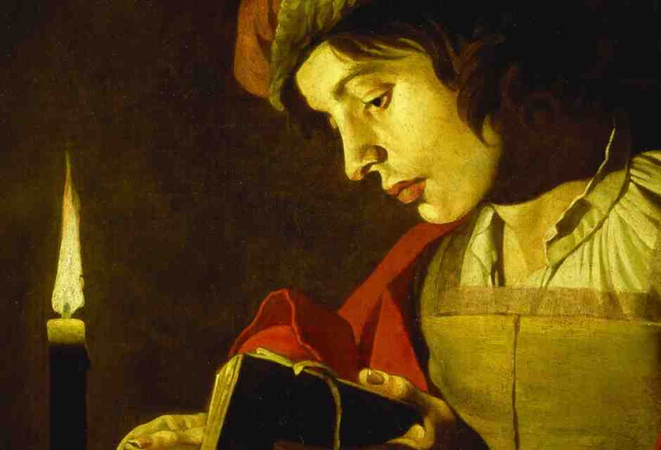 Matthias Stomer, "Giovane che legge a lume di candela", c. 1630, Museo nazionale, Stoccolma (foto Heritage Images via Getty Images)